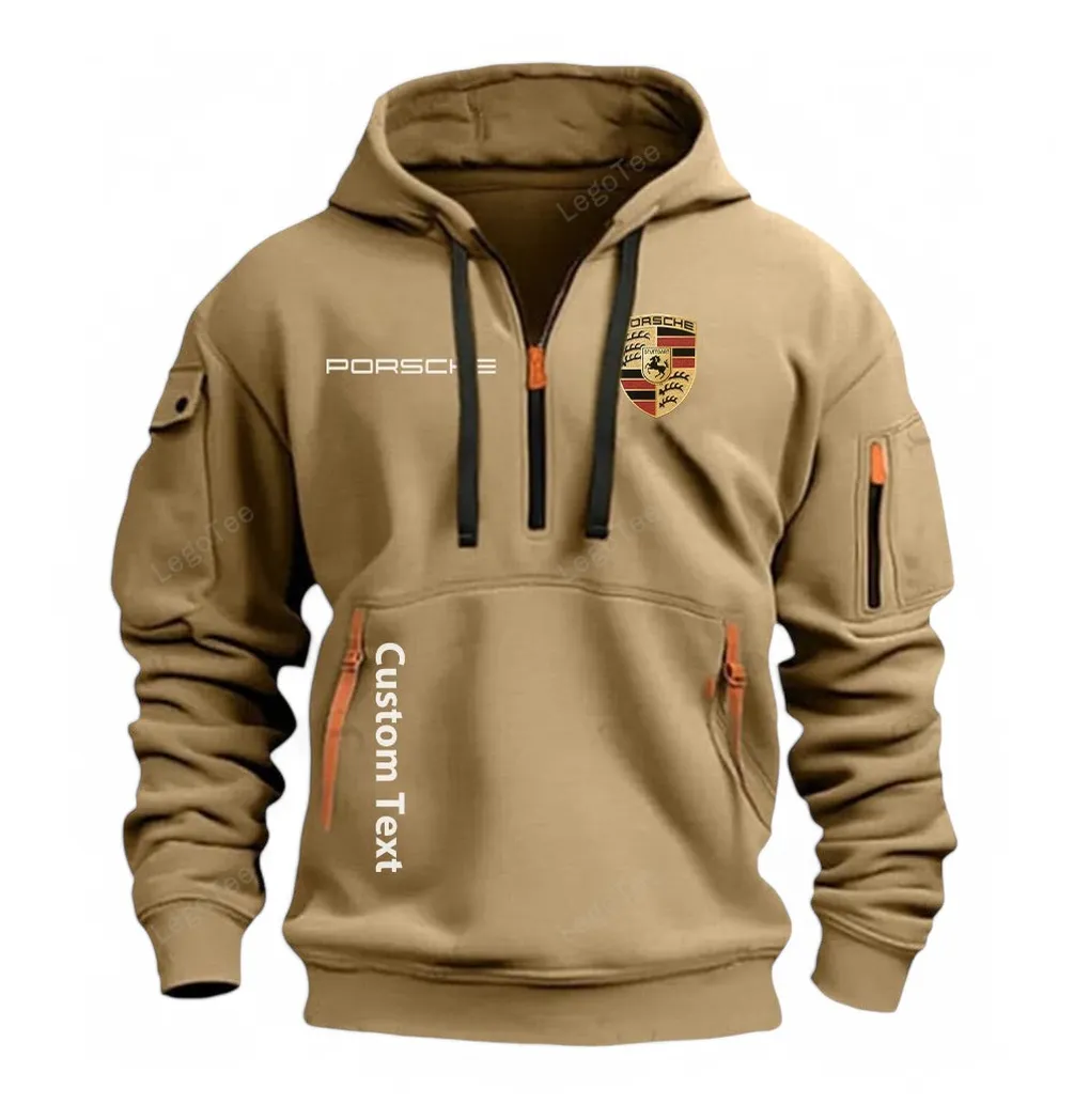 porsche half zip hoodie for men gift for him husband boyfriend khaki car112021425558 3 gmule