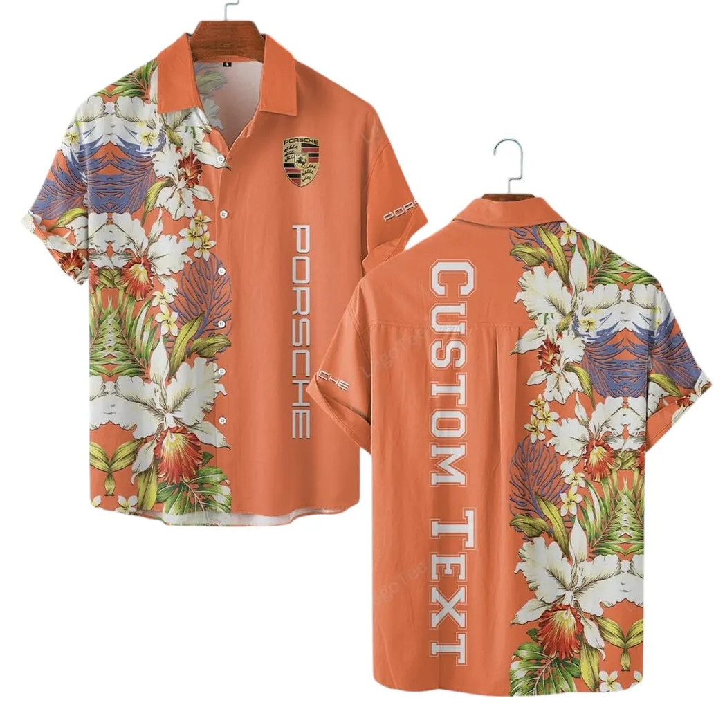 porsche hawaiian shirt for men gift for porsche lovers gift for him husband boyfriend car1230304010 orange hczsu