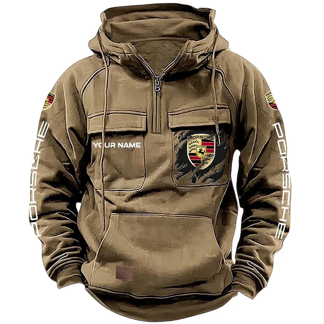 porsche hoodie tactical quarter zip gift for porsche lovers car164022425190 khaki
