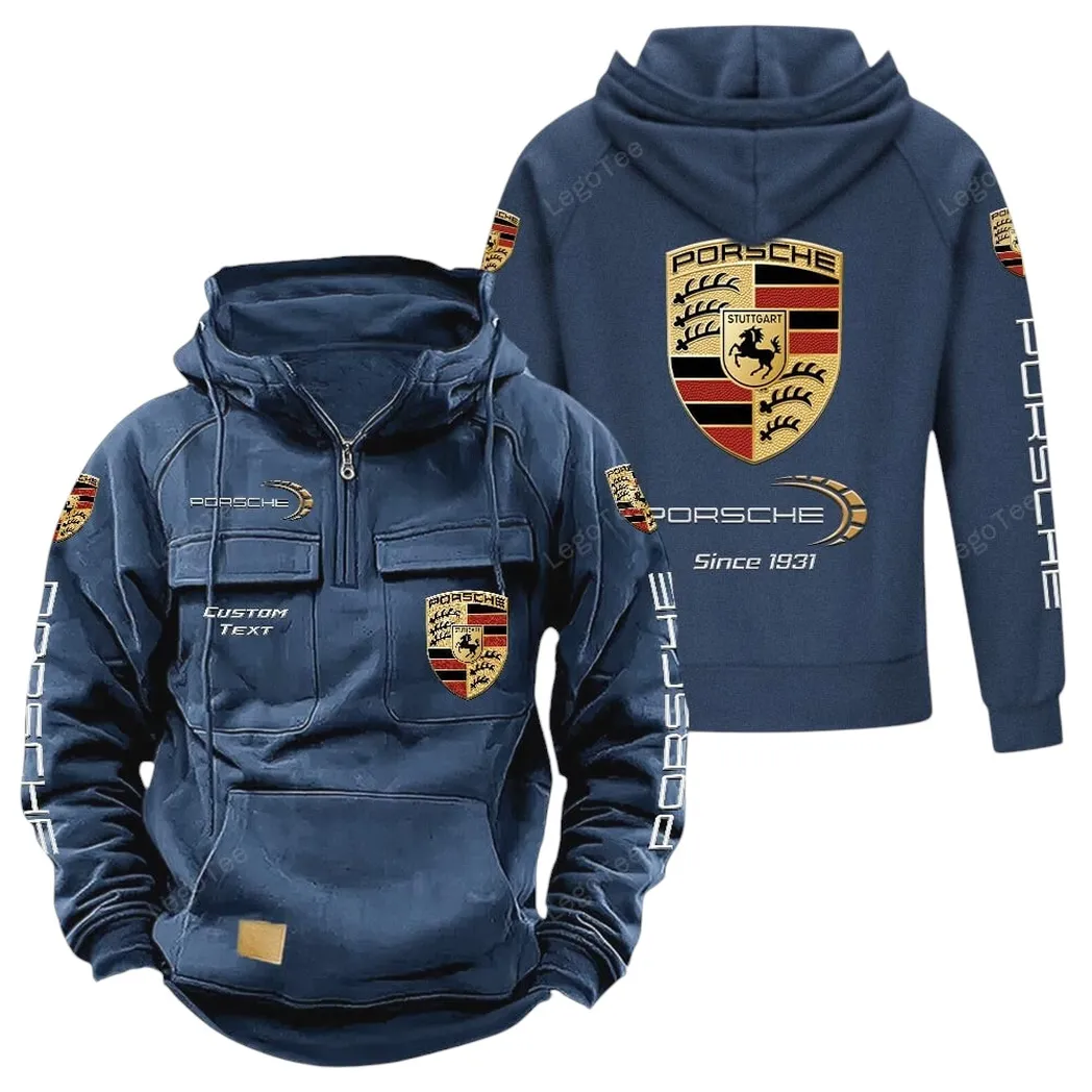 Porsche Tactical Quarter Zip Hoodie, Gift For Porsche Lovers, Gift For Him, Husband, Boyfriend - Dark Blue CAR96021425670-3