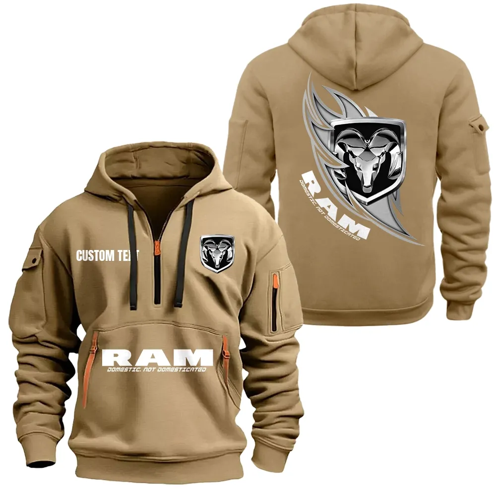 ram hoodie half zipper car1701112166 car all over print hoodie half zipper khaki