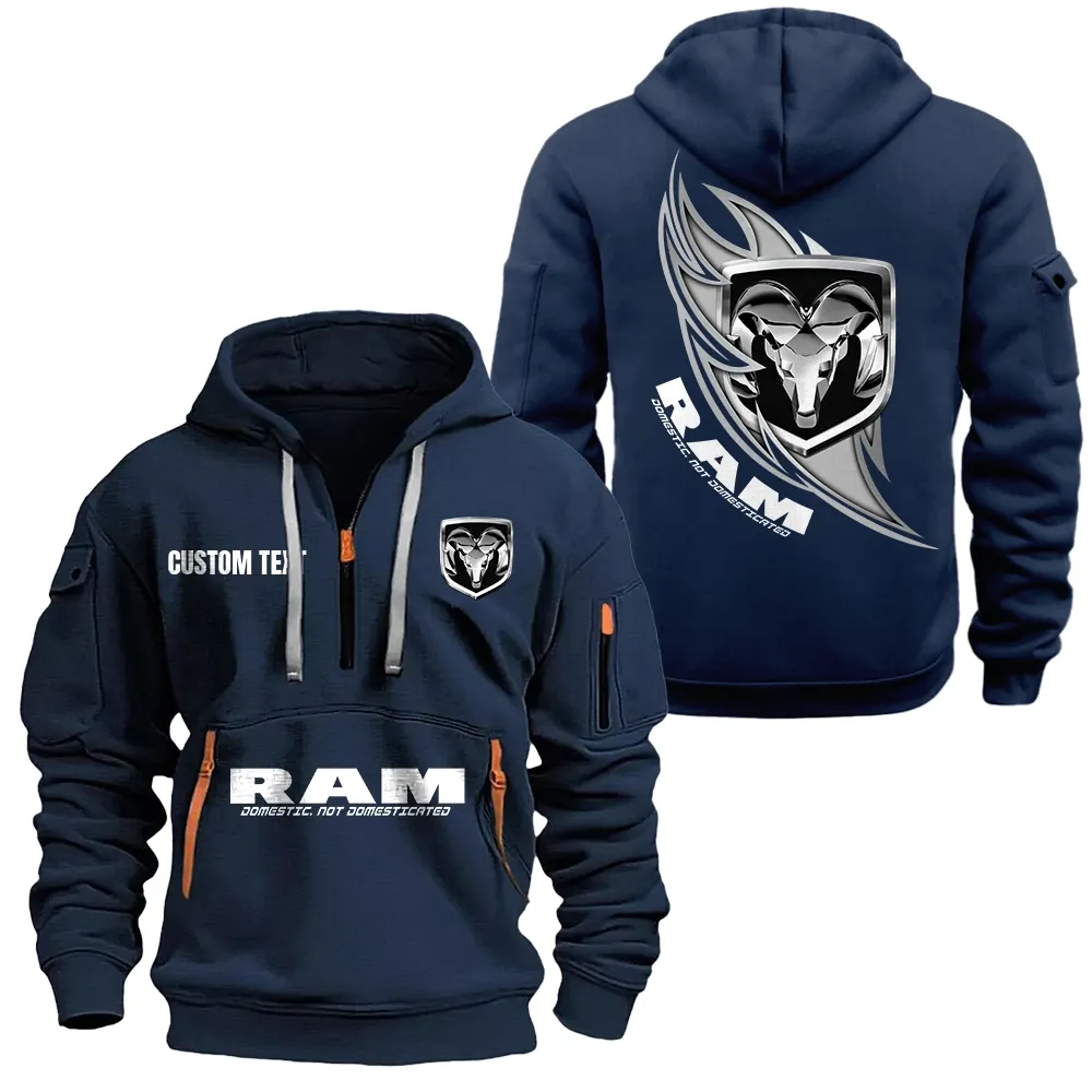 Ram Hoodie Half Zipper CAR1701112166, CAR All Over Print Hoodie Half Zipper - Navy