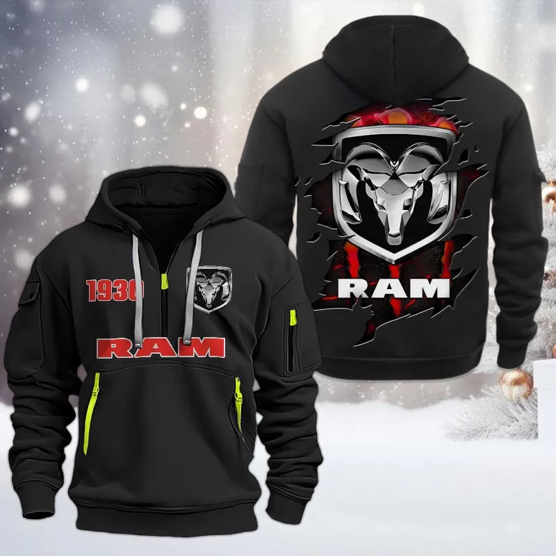 Ram truck Half Zip Hoodie, All Over Print Half Zip Hoodies For Men CAR198032779 - Black