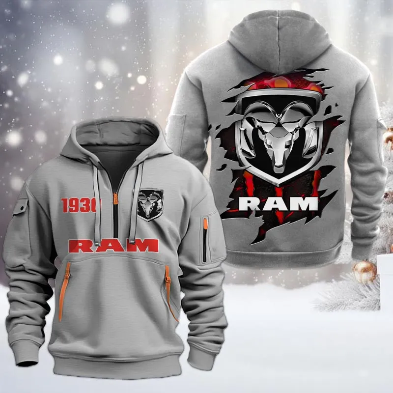 ram truck half zip hoodie all over print half zip hoodies for men car198032779 gray cyar9