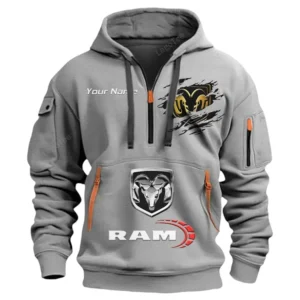 Ram Truck Half Zip Hoodie CAR113021425788, Best Gift for Him, Husband, Boyfriend - Gray
