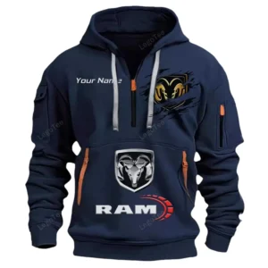 Ram Truck Half Zip Hoodie CAR113021425788, Best Gift for Him, Husband, Boyfriend - Navy