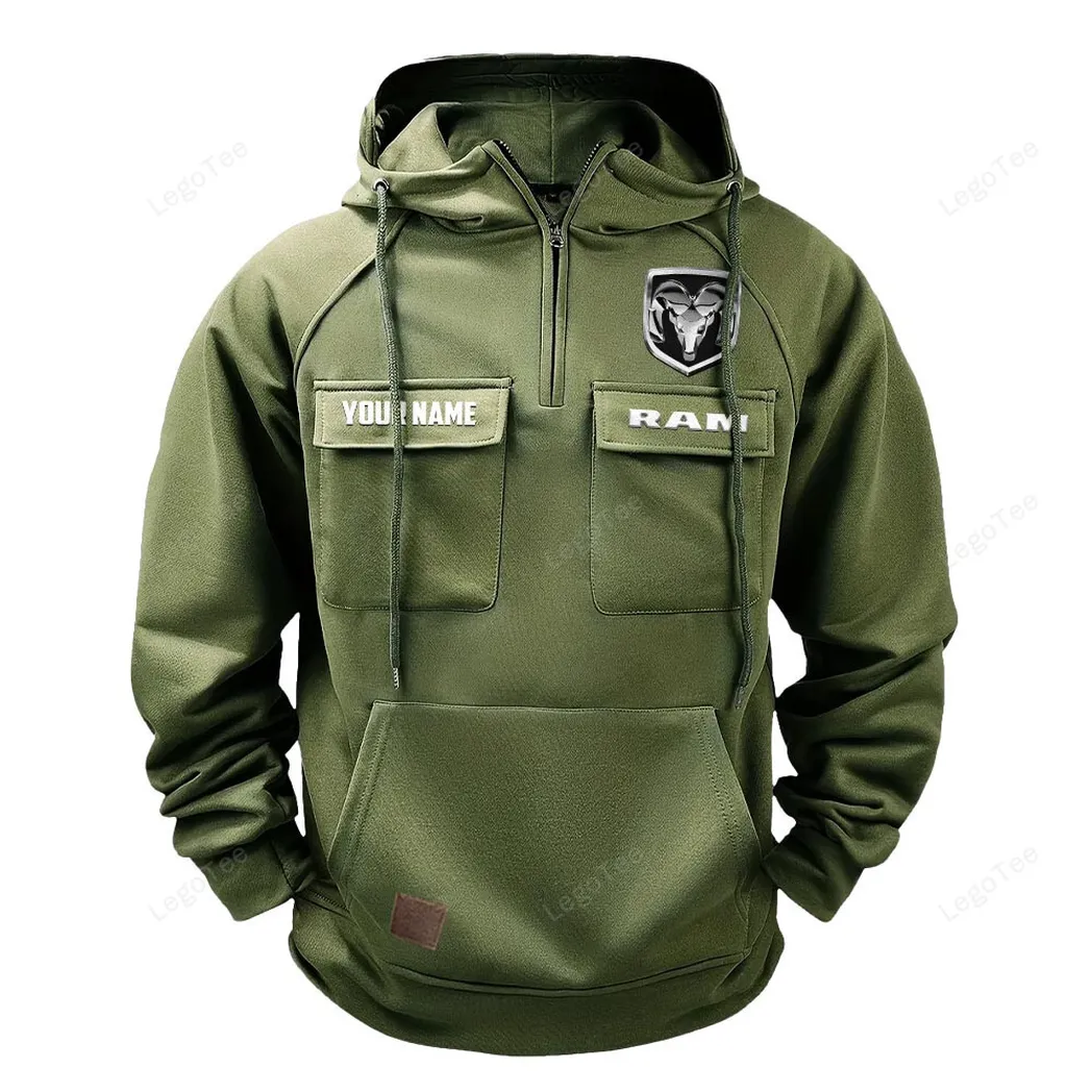ram truck tactical quarter zip hoodie gift for ram truck lovers gift for him husband boyfriend army green car109021425340 1 i4gyl