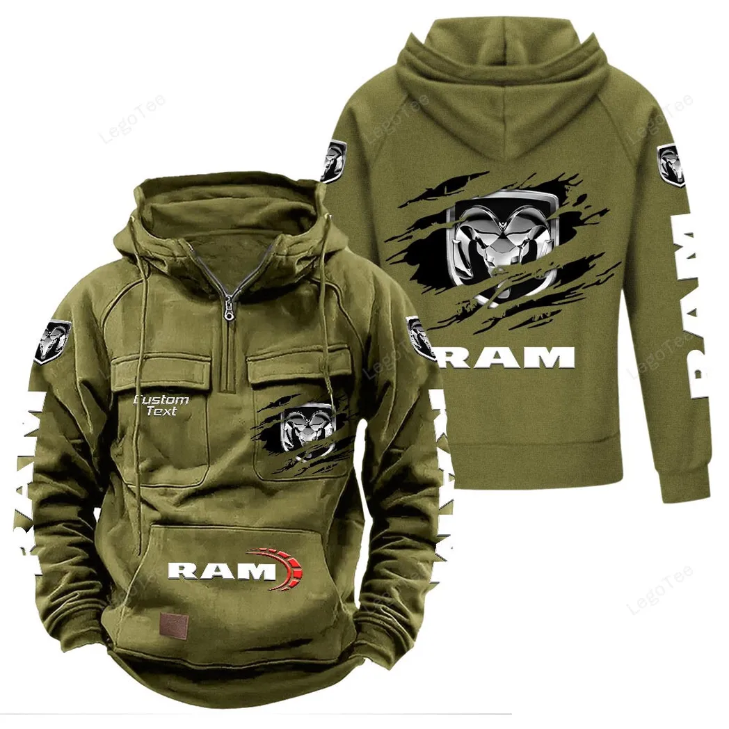 Ram Truck Tactical Quarter Zip Hoodie, Gift For Ram Truck Lovers, Gift For Him, Husband, Boyfriend - Army Green CAR122021425017-1