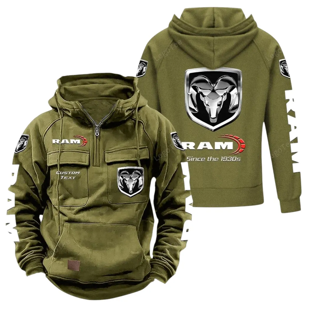Ram Truck Tactical Quarter Zip Hoodie, Gift For Ram Truck Lovers, Gift For Him, Husband, Boyfriend - Army Green CAR96021425674-1
