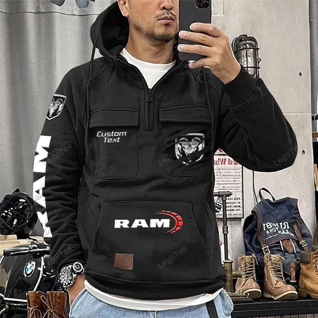 ram truck tactical quarter zip hoodie gift for ram truck lovers gift for him husband boyfriend black car122021425017 2