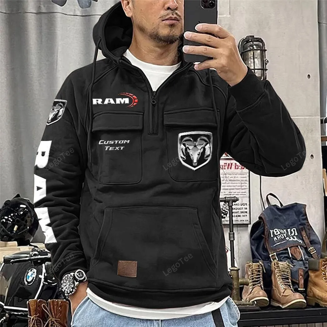 ram truck tactical quarter zip hoodie gift for ram truck lovers gift for him husband boyfriend black car96021425674 2 bdy7p