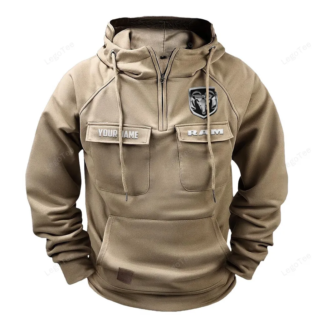 ram truck tactical quarter zip hoodie gift for ram truck lovers gift for him husband boyfriend khaki car109021425340 4 ki8iy
