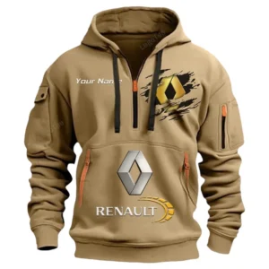 Renault Half Zip Hoodie CAR113021425792, Best Gift for Him, Husband, Boyfriend - Khaki