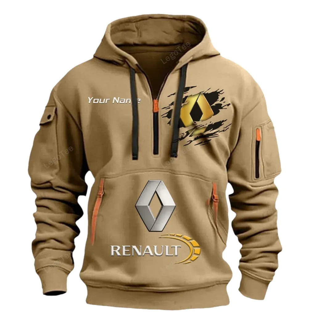 renault half zip hoodie car113021425792 best gift for him husband boyfriend khaki