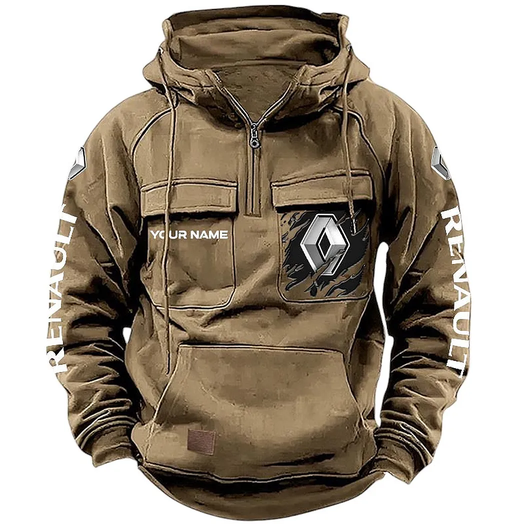 Renault Hoodie Tactical Quarter Zip, Gift For Renault Lovers CAR164022425185 - Khaki