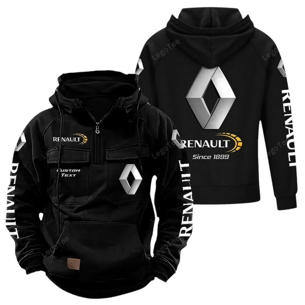 Renault Tactical Quarter Zip Hoodie, Gift For Renault Lovers, Gift For Him, Husband, Boyfriend - Black CAR96021425686-2
