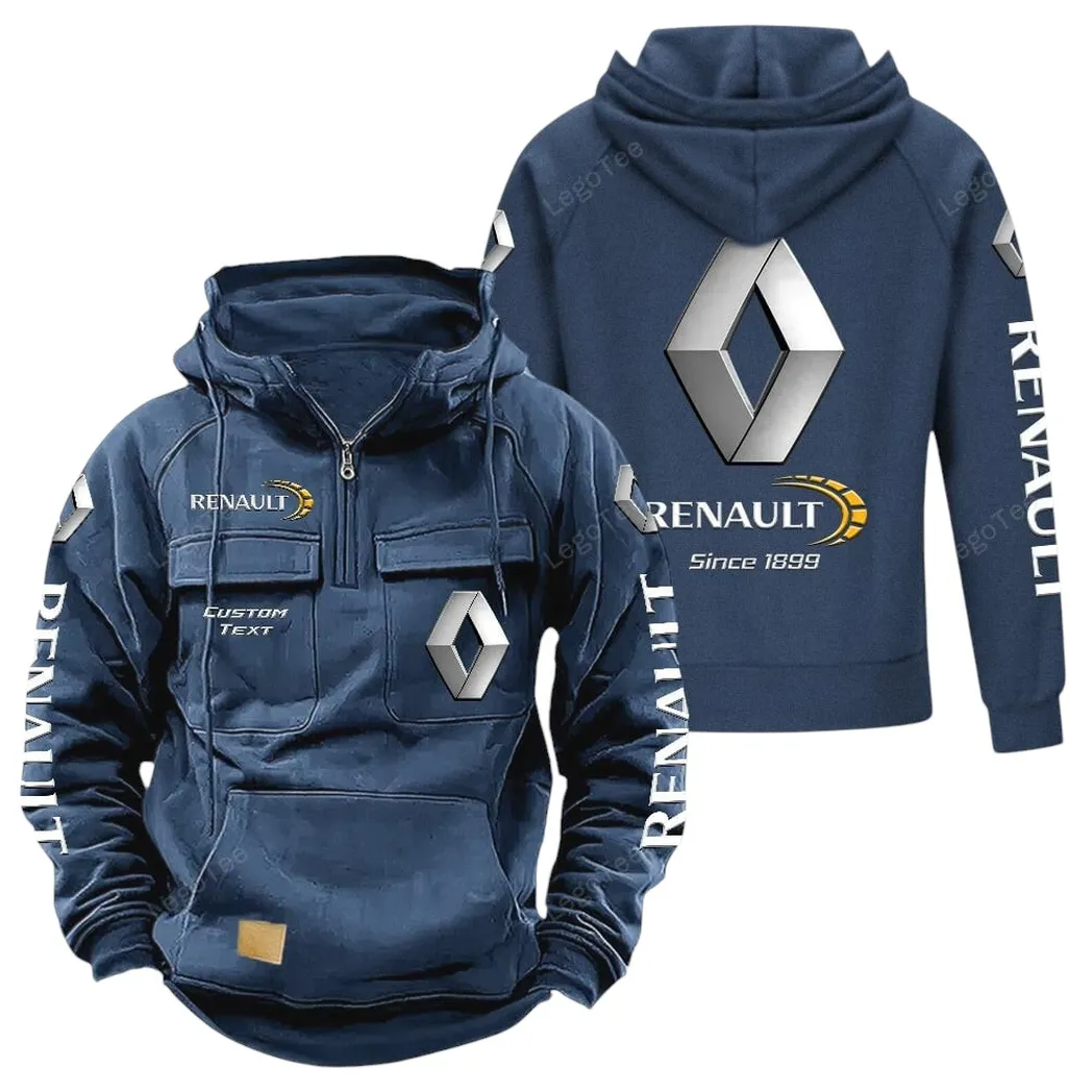 Renault Tactical Quarter Zip Hoodie, Gift For Renault Lovers, Gift For Him, Husband, Boyfriend - Dark Blue CAR96021425686-3