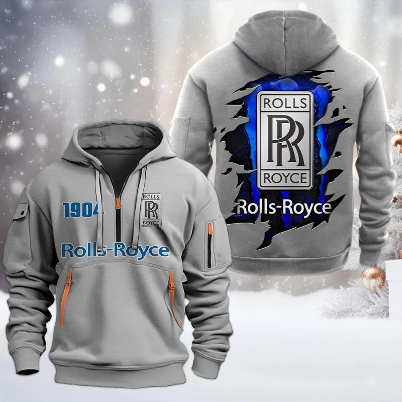 rolls royce half zip hoodie all over print half zip hoodies for men car198032786 gray 8226e