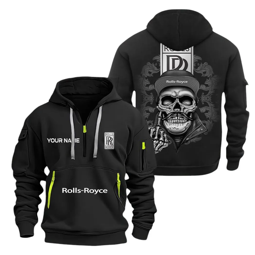 Rolls Royce Half Zip Hoodie For Men, Gift For Rolls Royce Fan CAR166022625165 - Black