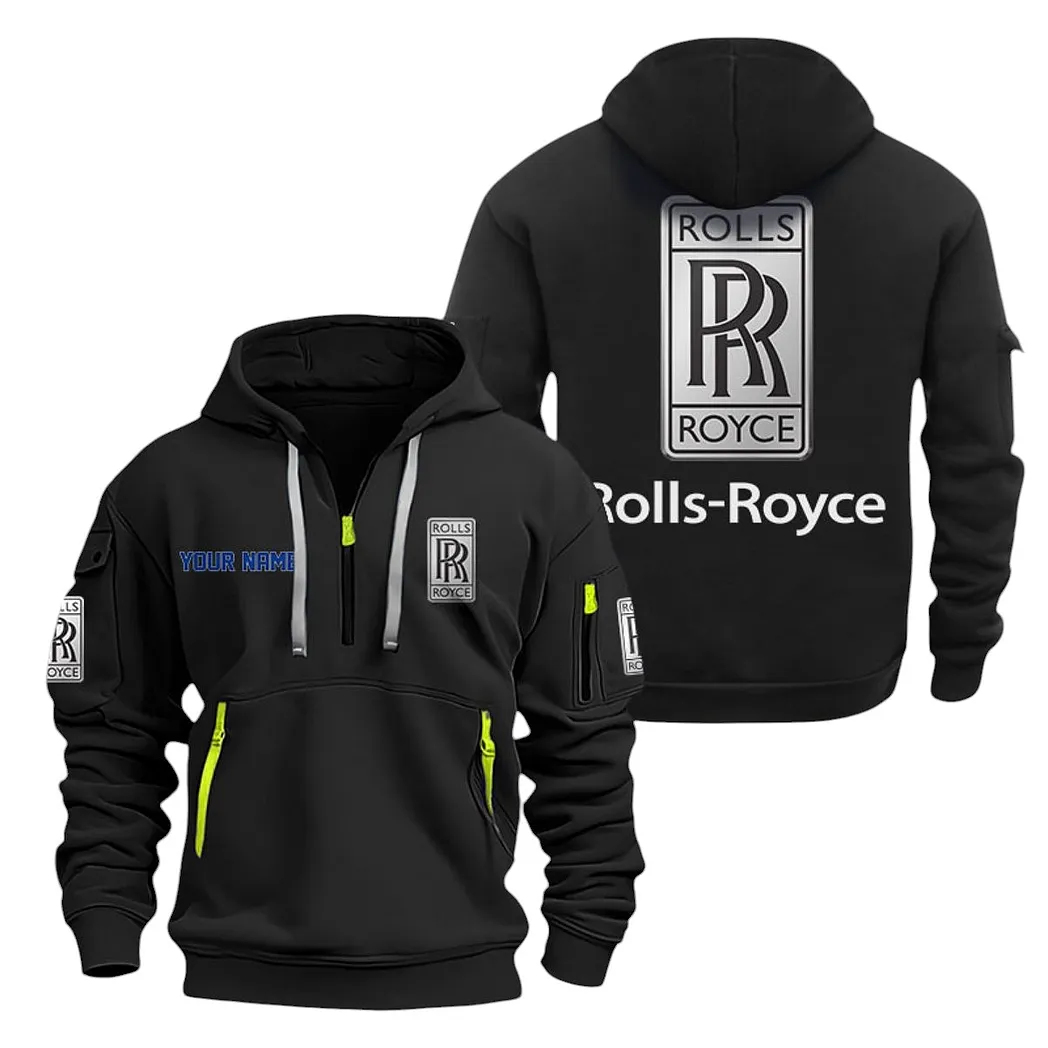 Rolls Royce Half Zip Hoodie For Men, Gift For Rolls Royce Lovers CAR20022125697 - Black