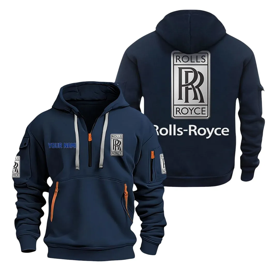 Rolls Royce Half Zip Hoodie For Men, Gift For Rolls Royce Lovers CAR20022125697 - Navy