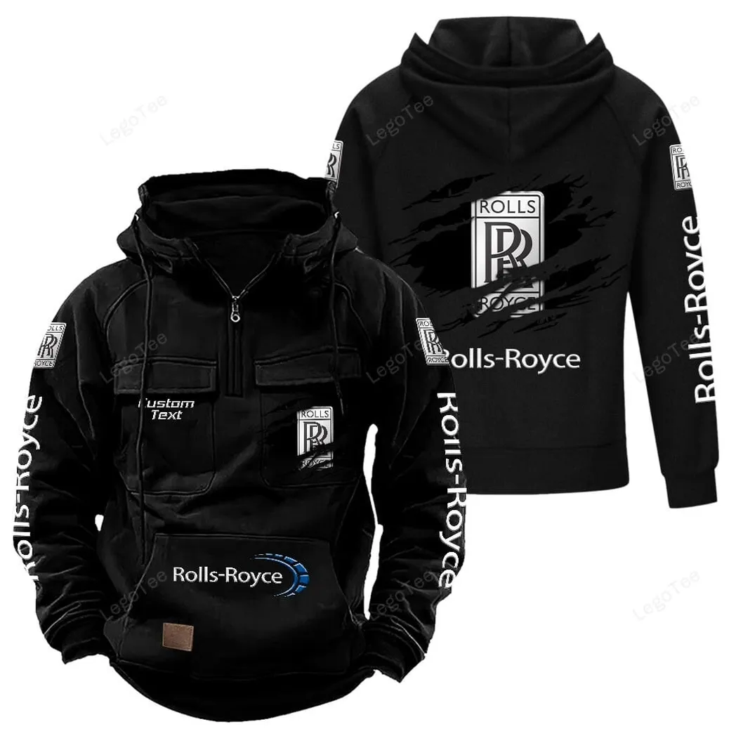 Rolls Royce Tactical Quarter Zip Hoodie, Gift For Rolls Royce Lovers, Gift For Him, Husband, Boyfriend - Black CAR122021425048-2