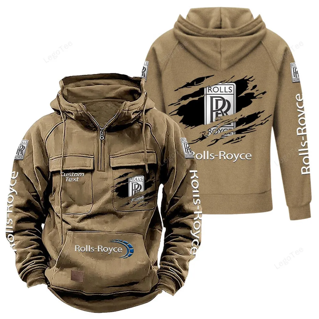 rolls royce tactical quarter zip hoodie gift for rolls royce lovers gift for him husband boyfriend khaki car122021425048 4 7gzzn