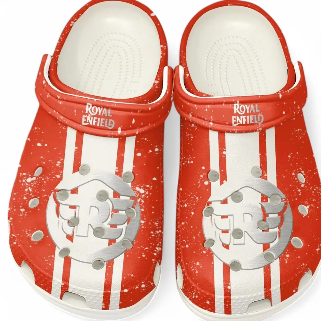 Royal Enfield Crocs, Gift For Royal Enfield Lovers, Gift For Him, Husband, Boyfriend CAR62022025114 - White