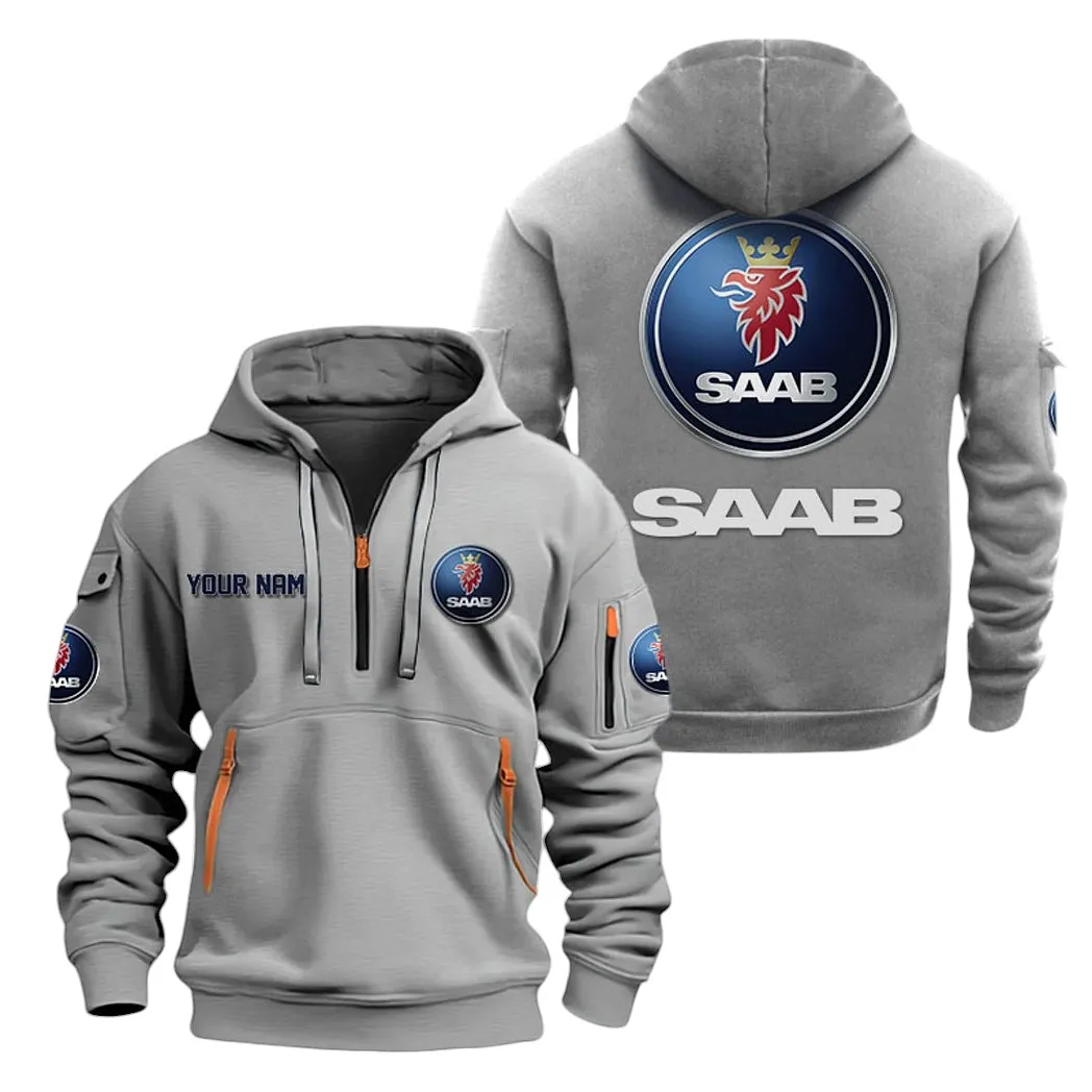 saab automobile half zip hoodie for men gift for saab automobile lovers car20022125729 gray