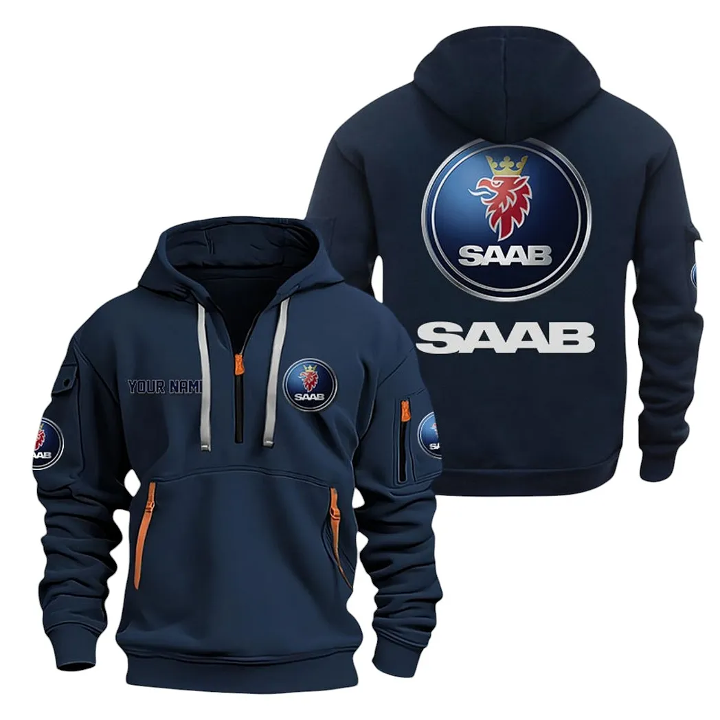 saab automobile half zip hoodie for men gift for saab automobile lovers car20022125729 navy