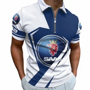 Saab Automobile Zipper Polo Shirt For Men, Gift For Saab Automobile Fan CAR68022125958