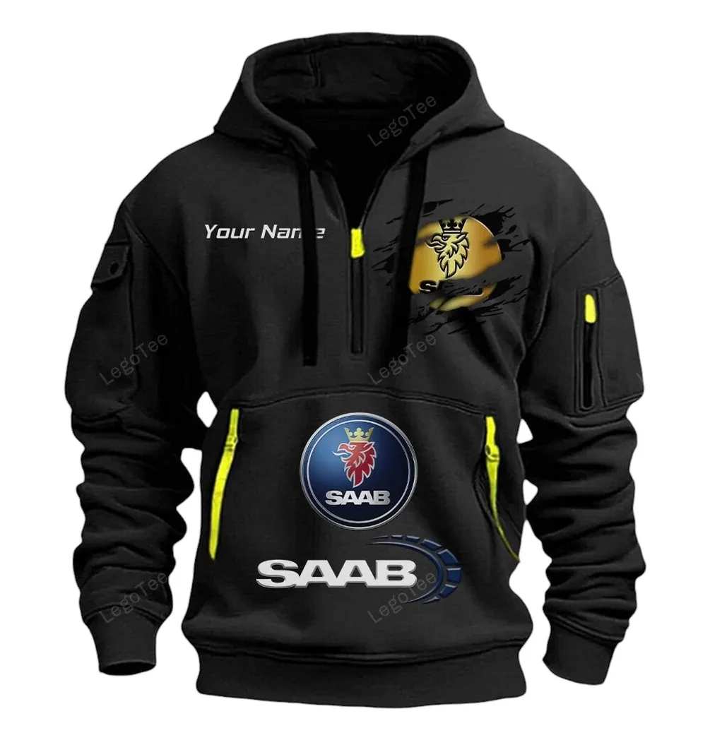 saab half zip hoodie car113021425829 best gift for him husband boyfriend black f7ove