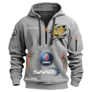 saab half zip hoodie car113021425829 best gift for him husband boyfriend gray gxw7m