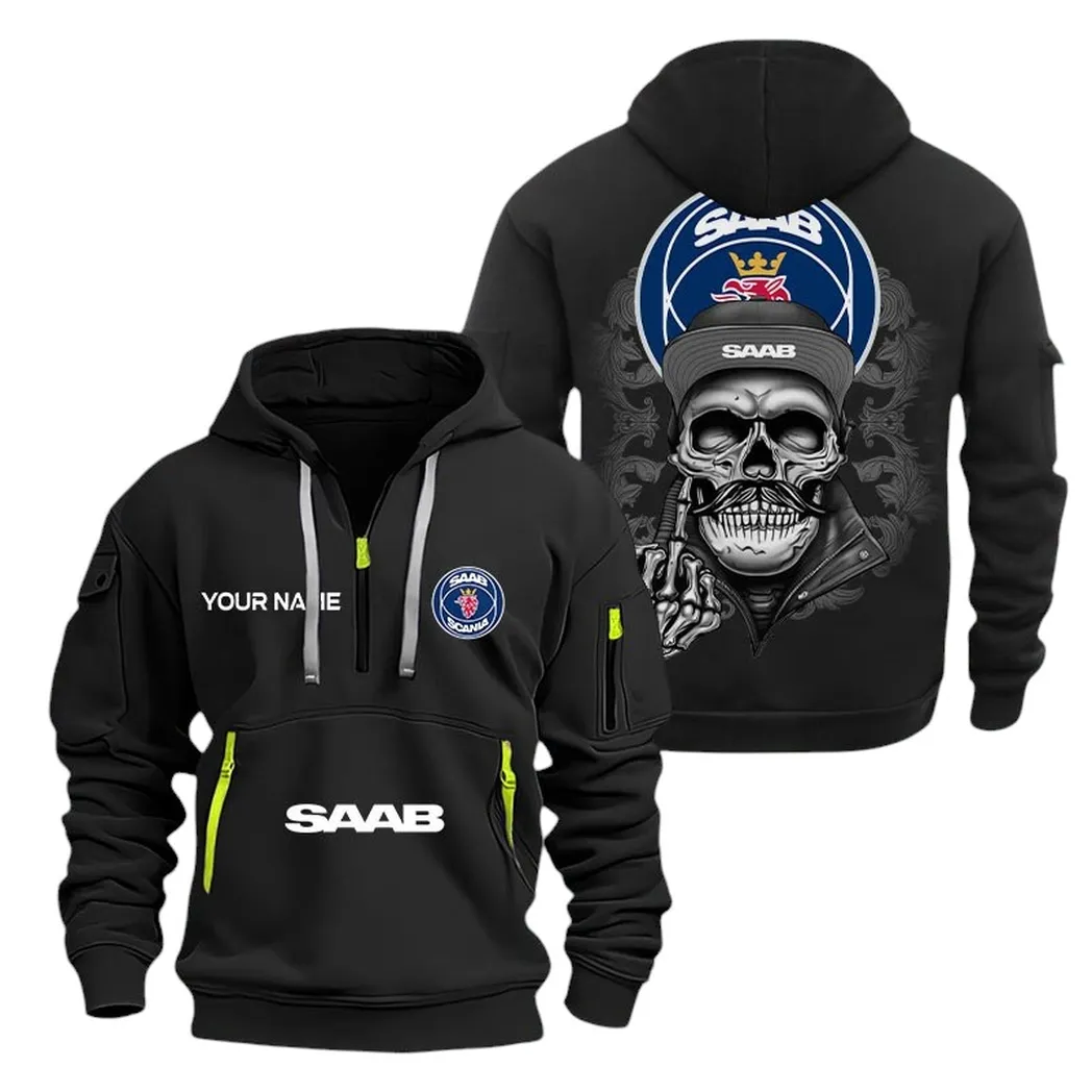 saab half zip hoodie for men gift for saab fan car166022625157 black h8k9g