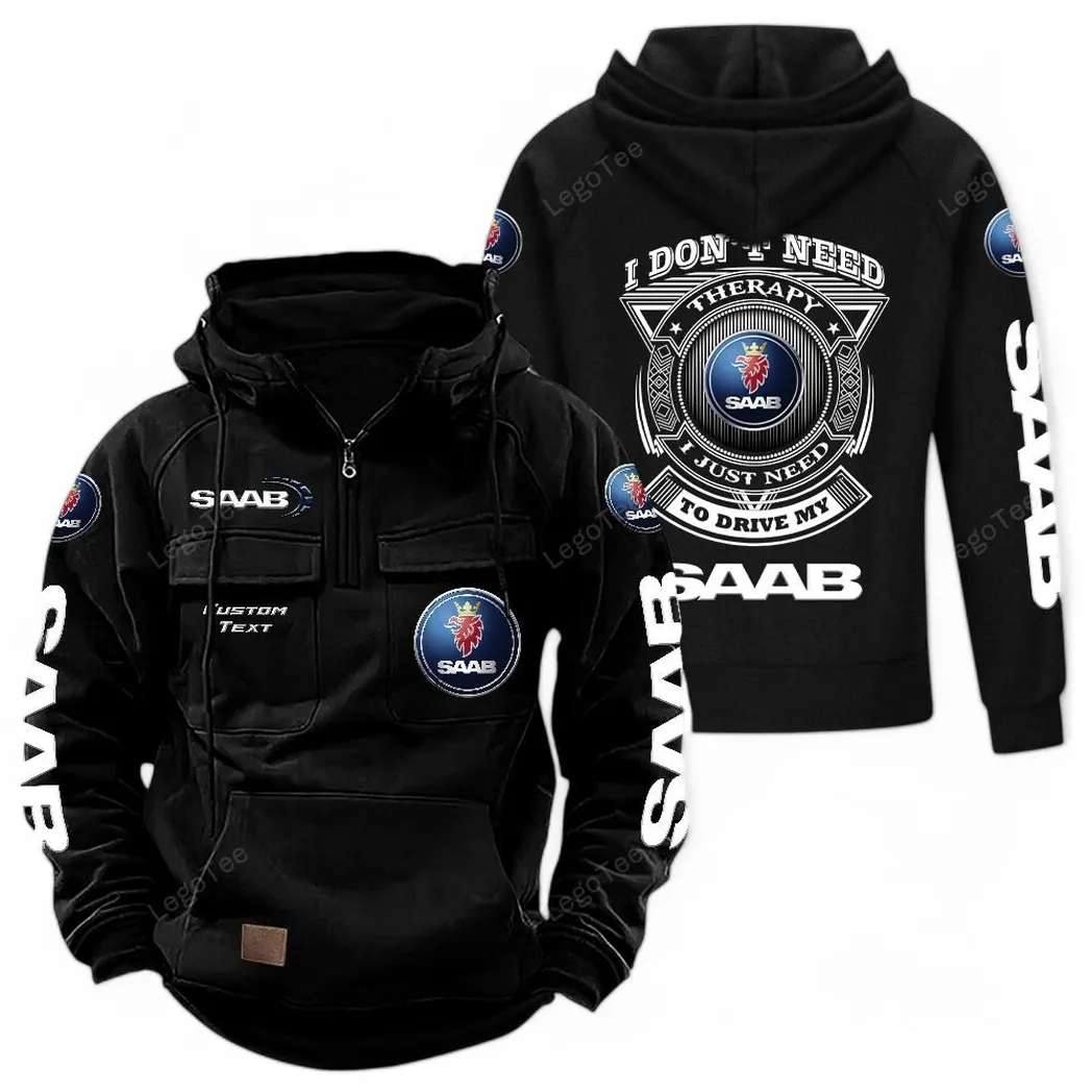 saab tactical quarter zip hoodie car106021525076 gifts for men him husband boyfriend black hhnam