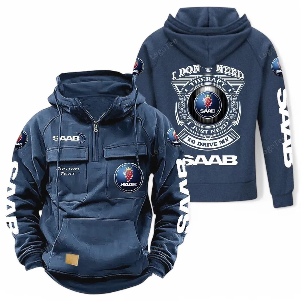 saab tactical quarter zip hoodie car106021525076 gifts for men him husband boyfriend dark blue qbjyj