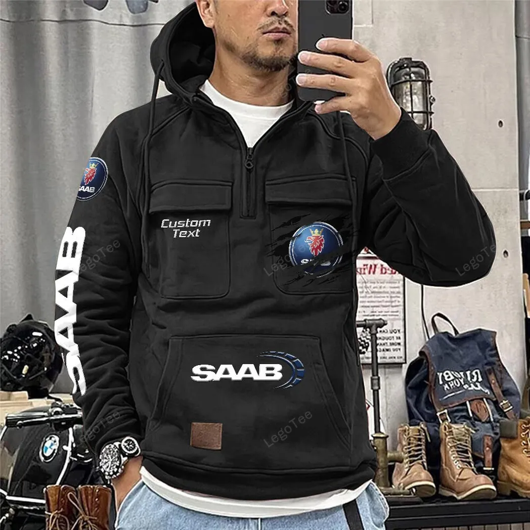 saab tactical quarter zip hoodie gift for saab lovers gift for him husband boyfriend black car122021425033 2 4b56e
