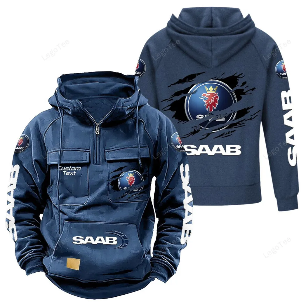 Saab Tactical Quarter Zip Hoodie, Gift For Saab Lovers, Gift For Him, Husband, Boyfriend - Dark Blue CAR122021425033-3