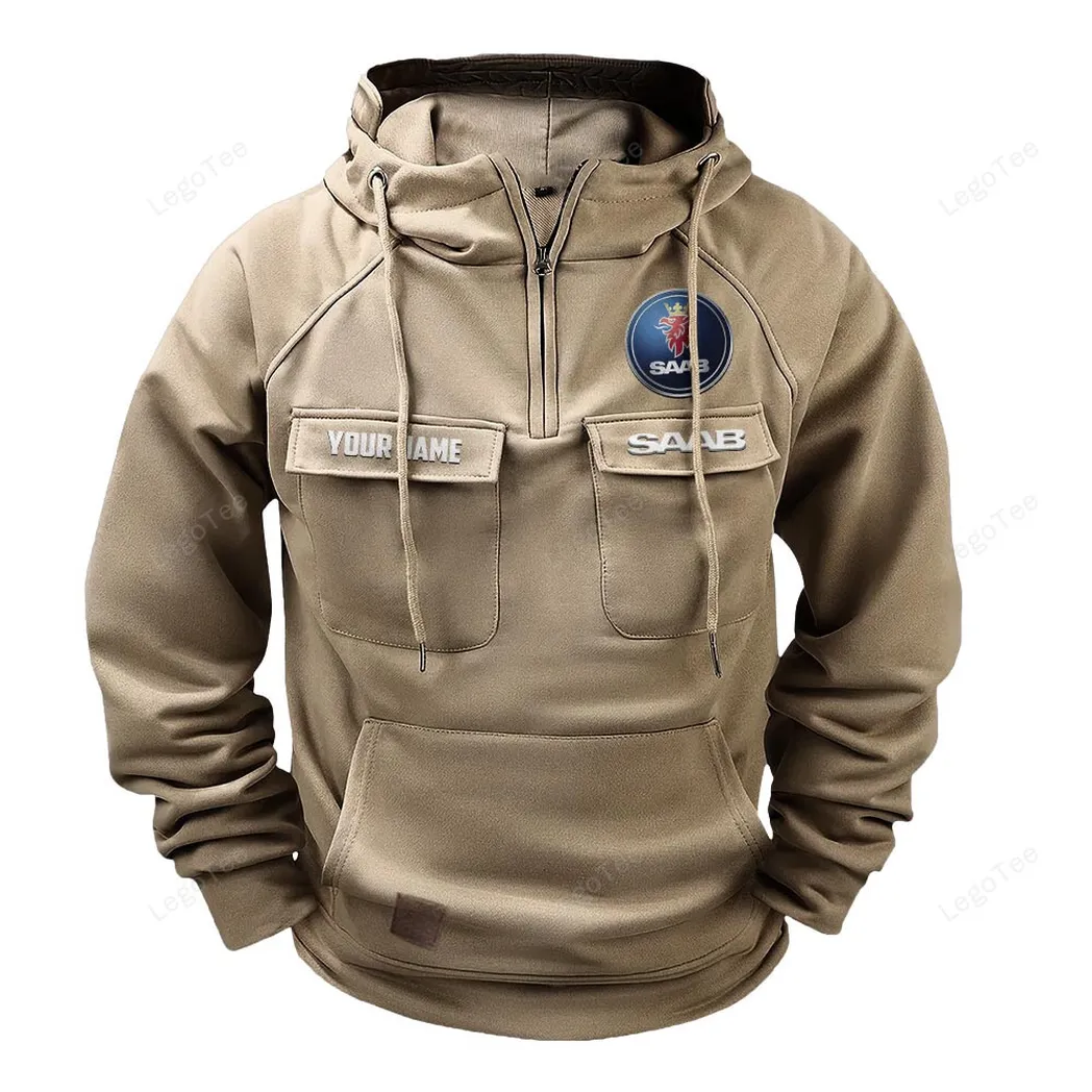 saab tactical quarter zip hoodie gift for saab lovers gift for him husband boyfriend khaki car109021425382 4 mpwcs