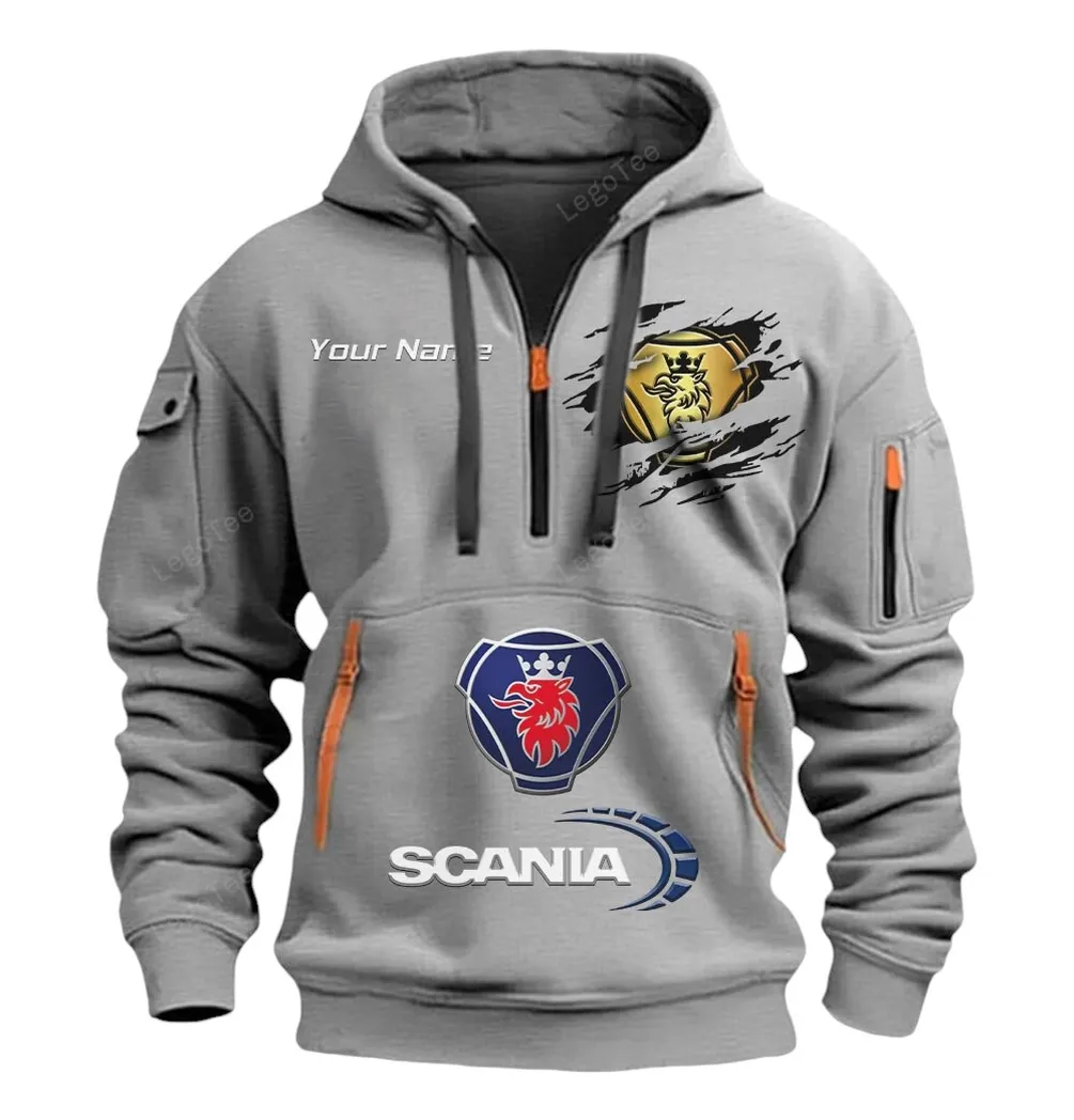 scania half zip hoodie car113021425836 best gift for him husband boyfriend gray