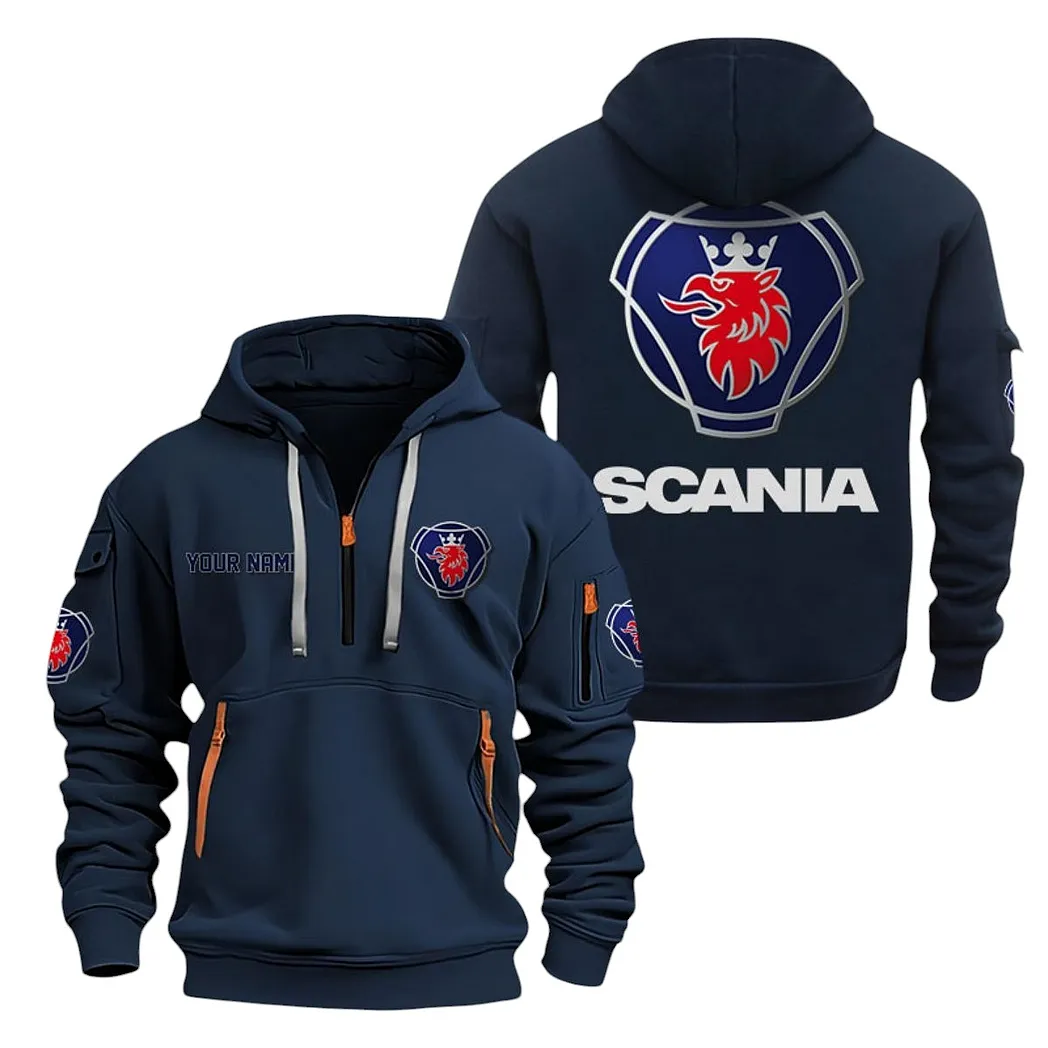 scania half zip hoodie for men gift for scania lovers car20022125693 navy atf5u