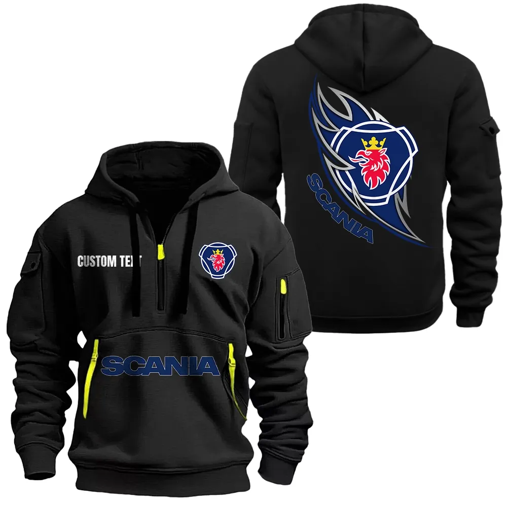 Scania Hoodie Half Zipper CAR1701112170, CAR All Over Print Hoodie Half Zipper - Black