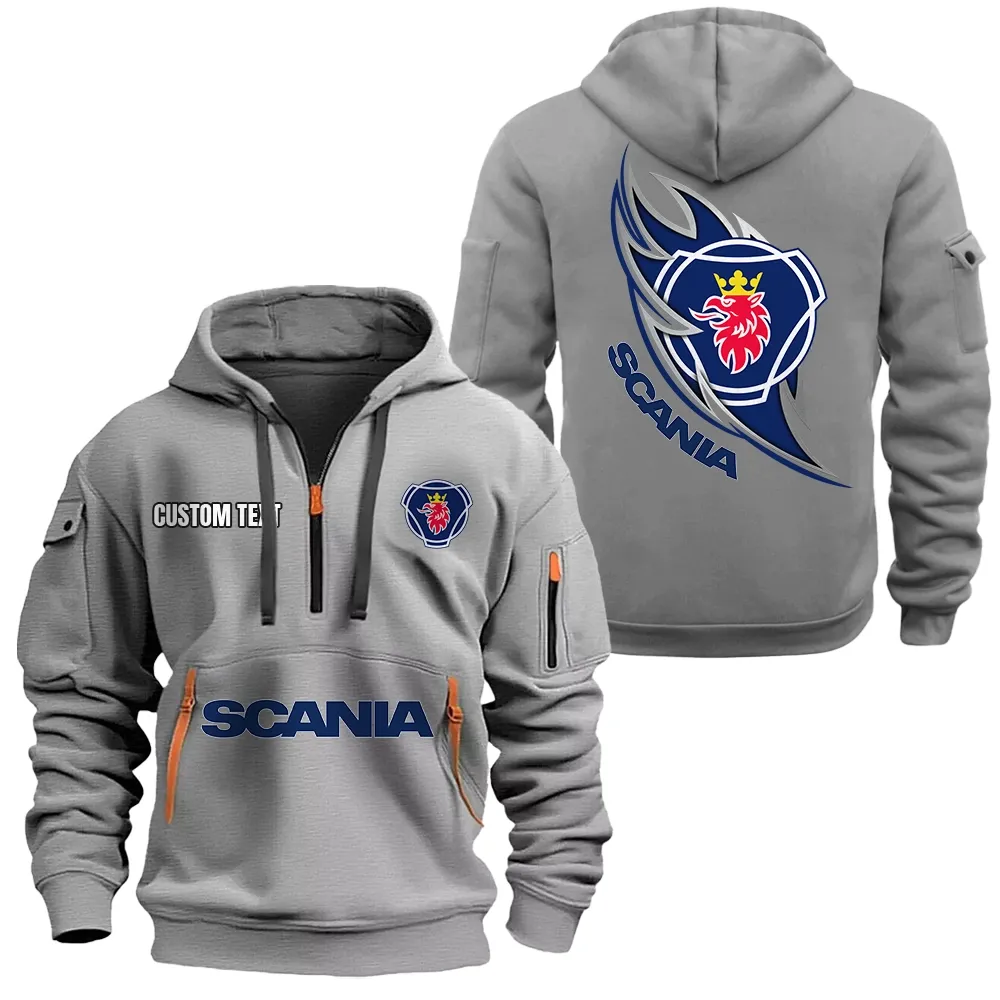 scania hoodie half zipper car1701112170 car all over print hoodie half zipper gray neawa