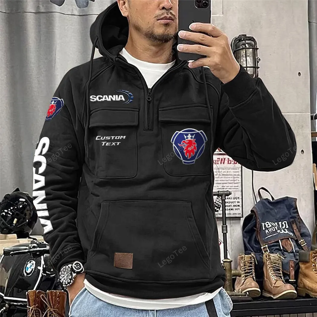scania tactical quarter zip hoodie car106021525043 gifts for men him husband boyfriend black oql1t