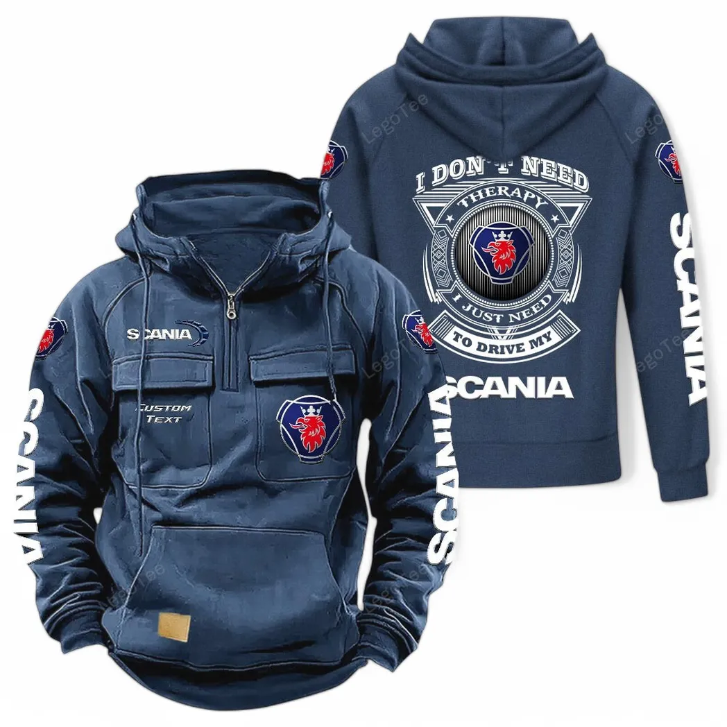 Scania Tactical Quarter Zip Hoodie CAR106021525043, Gifts For Men, Him, Husband, Boyfriend - Dark Blue