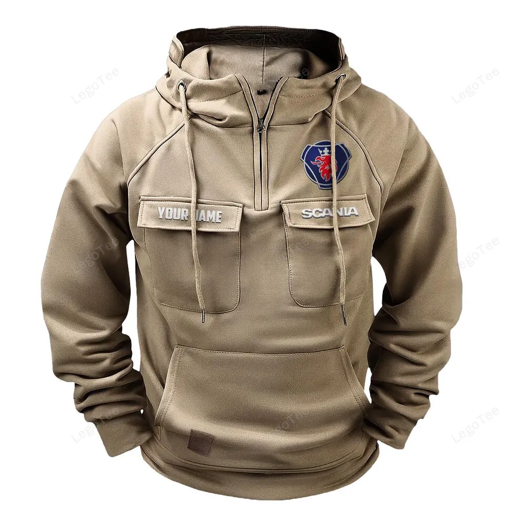 scania tactical quarter zip hoodie gift for scania lovers gift for him husband boyfriend khaki car109021425355 4 d9kwd