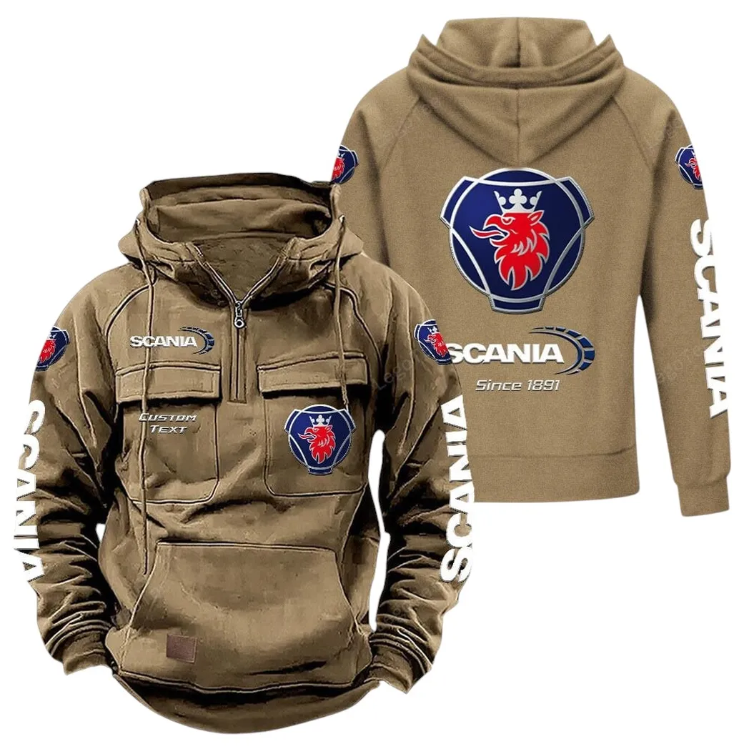 scania tactical quarter zip hoodie gift for scania lovers gift for him husband boyfriend khaki car96021425734 4 dgojl