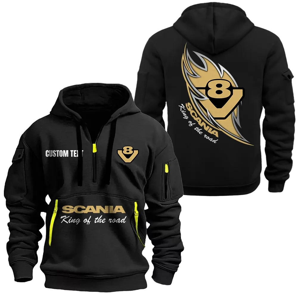 scania v8 hoodie half zipper car1701112171 car all over print hoodie half zipper black 28rmu