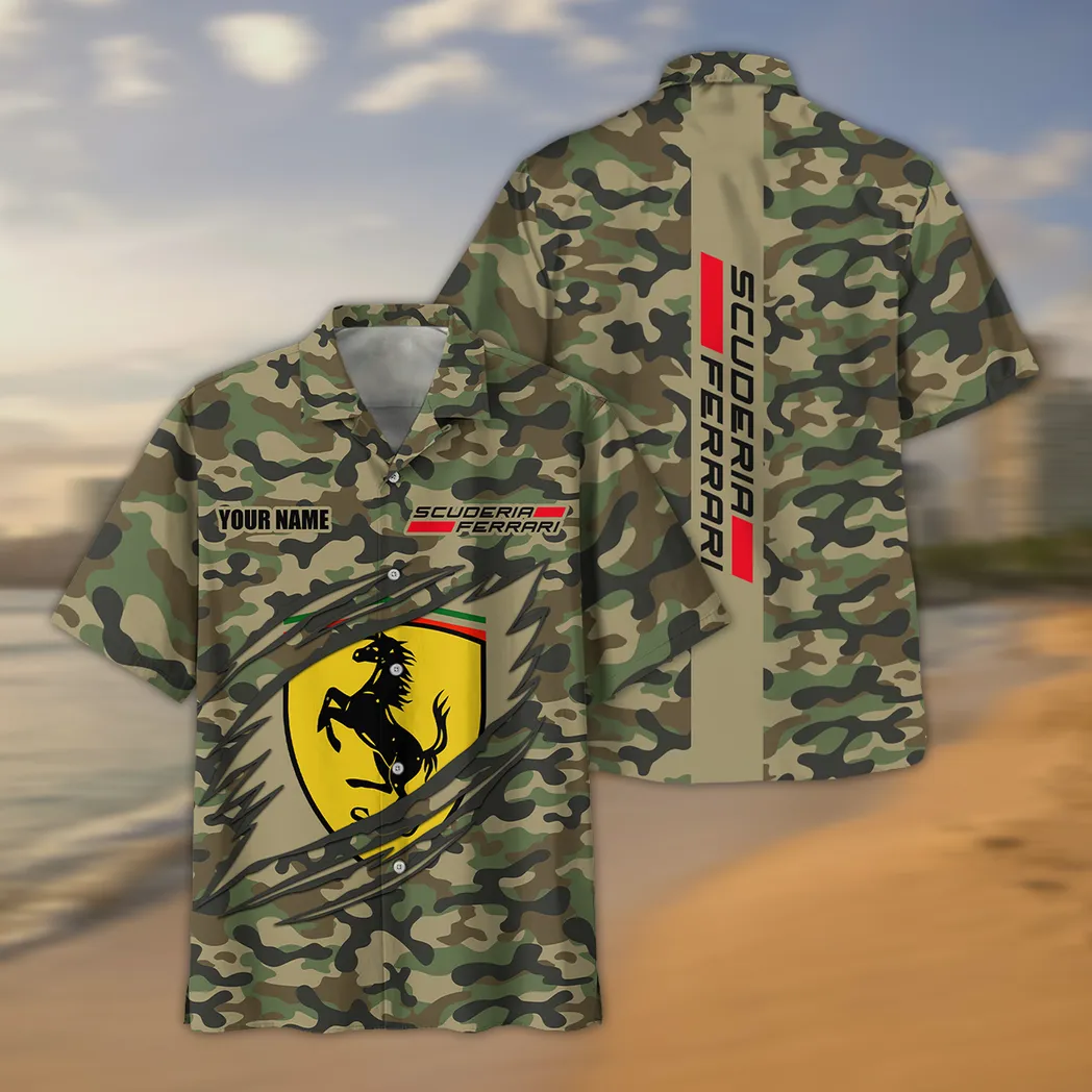 scuderia ferrari f1 hawaiian shirt style camo oversized hawaiian car210040825752 ck1cp