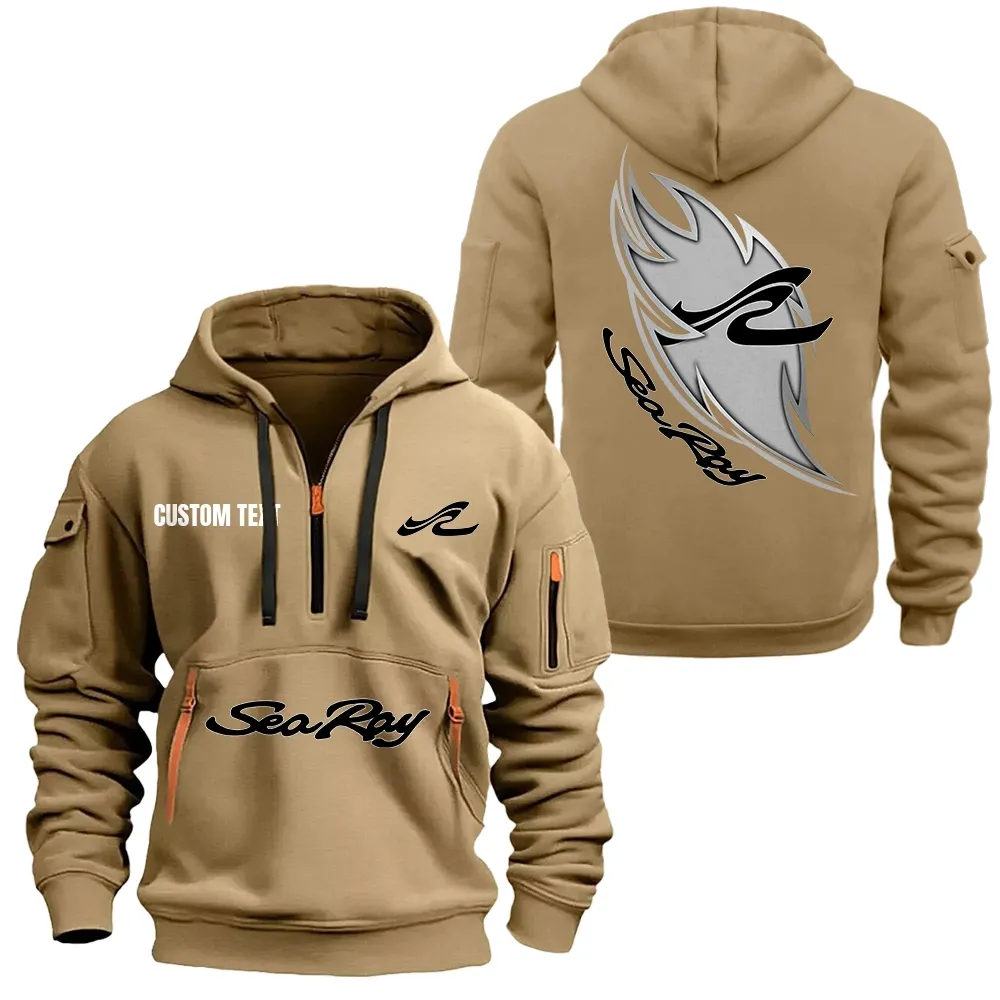 sea ray hoodie half zipper car1701112172 car all over print hoodie half zipper khaki